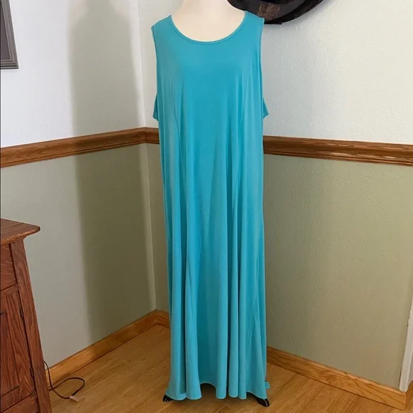 Susan Graver | Dresses | Susan Graver Liquid Knit Turquoise Blue Tank Maxi  Dress 2x | Poshmark